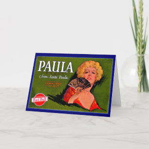 Cartão 1920s fruit crate label Paula from Santa Paula