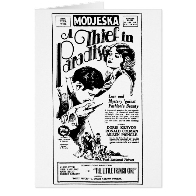 Cartão 1925 do anúncio do filme de Doris Kenyon (Frente)