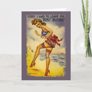 Cartão 1940s Bathing Beauty Funny Greeting Card