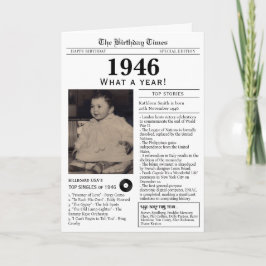 Cartão 1946 Newspaper Birthday card 80th birthday