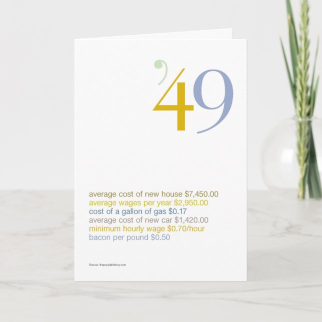 Cartão 1949 fatos de divertimento do aniversário (Frente)