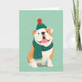 Cartão 1950 Christmas Bulldog