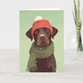 Cartão 1950 Christmas Chocolate Lab