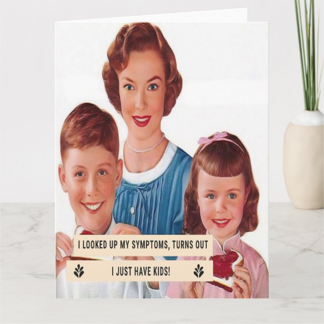 Cartão 1950s Housewife Looks Up Symptoms (Frente)