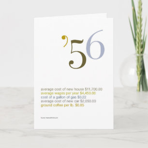 Cartão 1956 fatos de divertimento do aniversário