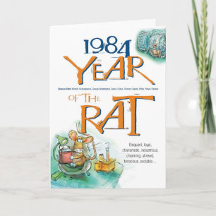Cartão 1984 Rato Zodíaco Chinês Funny Aniversário