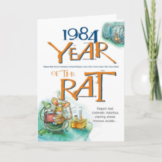 Cartão 1984 Rato Zodíaco Chinês Funny Aniversário