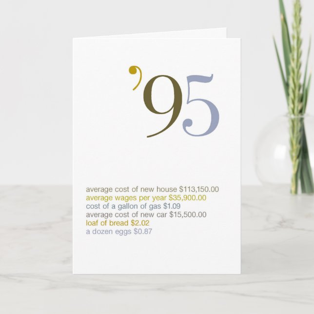 Cartão 1995 fatos de divertimento do aniversário (Frente)