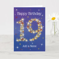 19.º aniversário - Número 19 em Estrelas - Azul -