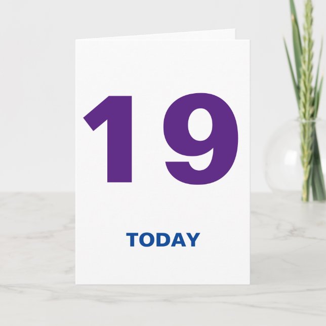 Cartão 19 anos hoje de aniversário 19 velho (Frente)