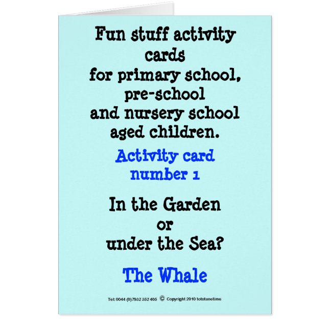 Cartão 1 a baleia (Frente)