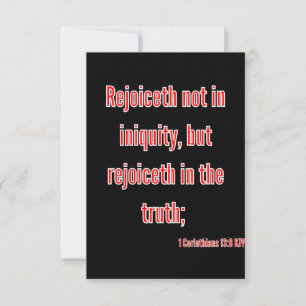 Cartão 1 Corinthians 13:6 Bíblia Escritura de saudação