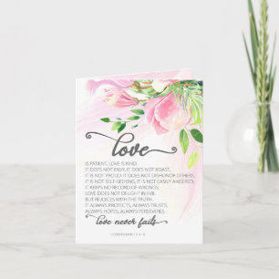 Cartão 1 Coríntios 13:4-8 O Amor é Paciente Magnólia Rosa