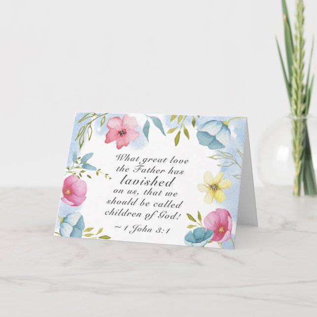 Cartão 1 John 3:1 Excelente ama o Pai nos esbanjou (Frente)
