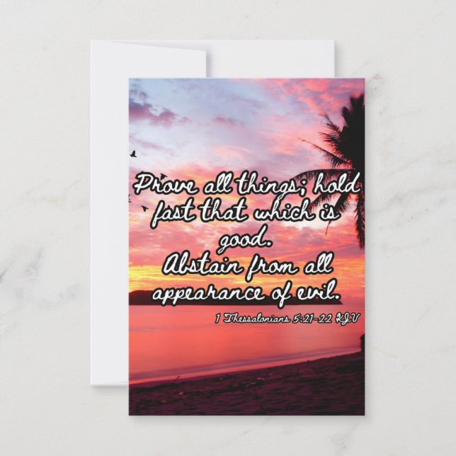 Cartão 1 Salónica 5:21-22 KJV Bíblia Pic Saudação (Frente)
