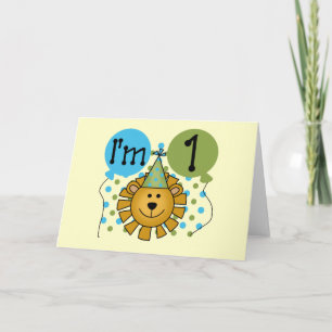 Cartão 1st Lion Birthday Tshirts and Gifts