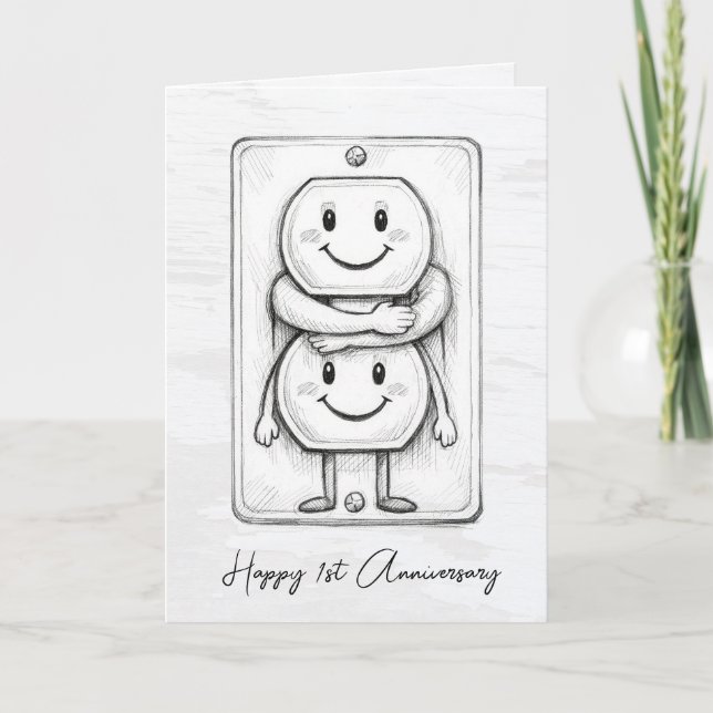 Cartão 1st Wedding Anniversary Electrical Socket  (Frente)