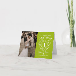 Cartão 1st wedding anniversary Peridot custom photo