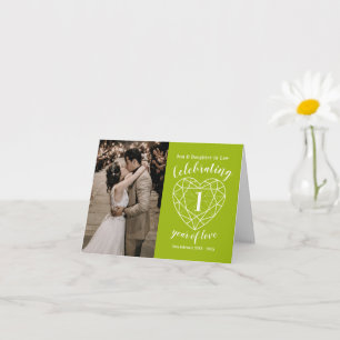 Cartão 1st wedding anniversary Peridot custom photo