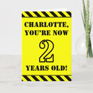 Cartão 2º Aniversário: Texto Estilo Estêncil Divertido, N