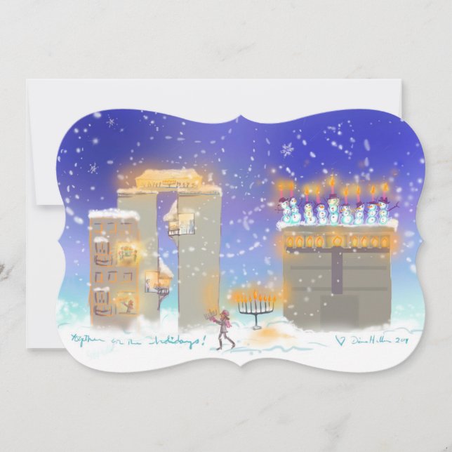 CARTÃO 2015 de Hanukkahville Hanukkah (Frente)