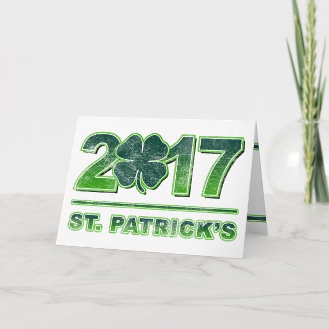 Cartão 2017 do trevo do dia de St Patrick (Frente)