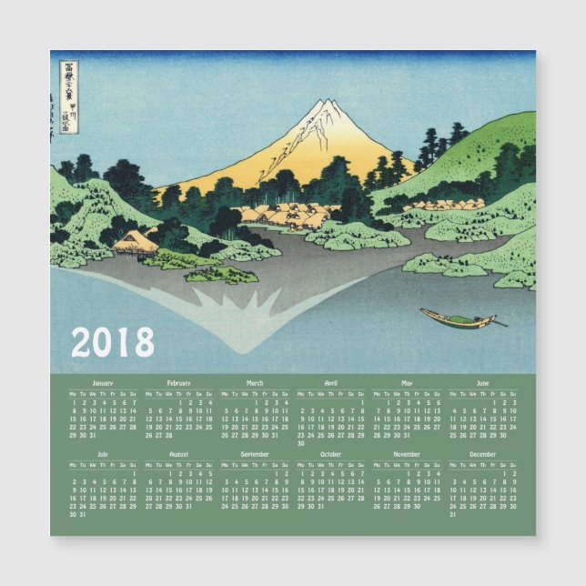 Cartão 2018 magnético do calendário de Hokusai (Frente)