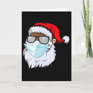 Cartão 2020 Papai Noel Com Máscara Facial Preto Afro-Amer