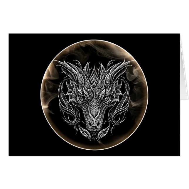 Cartão 2024, Abstrato Dragon Head in Aestic (Frente Horizontal)