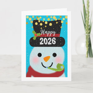 Cartão 2026 Adicione Ano Novo Snowman