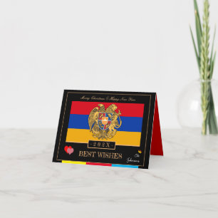 Cartão 2026 Bandeira da Armênia & Feliz Ano Novo Desejos 