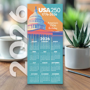 Cartão 2026 Calendar USA 250 Capital Dome America