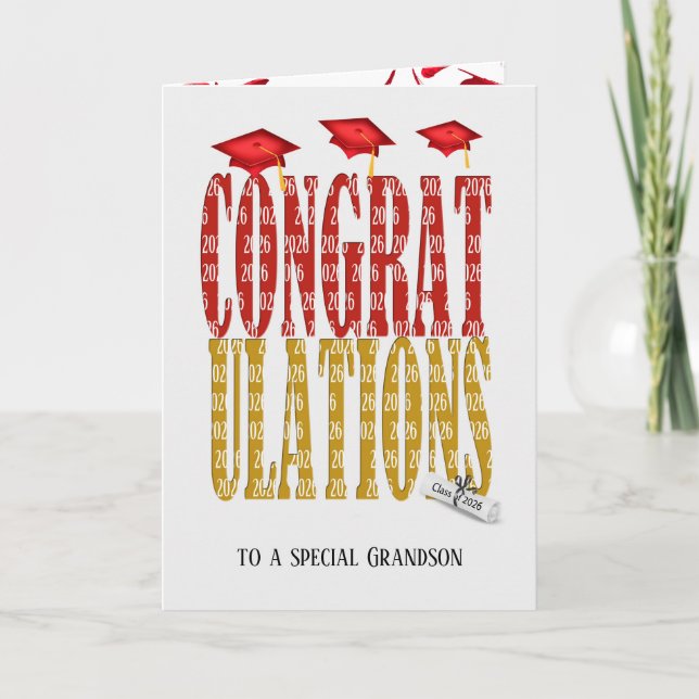 Cartão 2026 Graduation Congratulations for Grandson (Frente)
