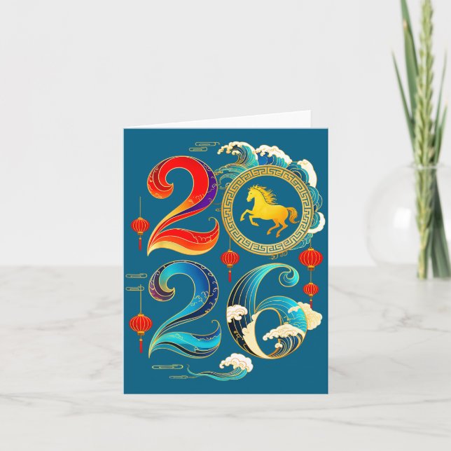 Cartão 2026 Year Of The Horse Lunar Chinese New Year 2026 (Frente)