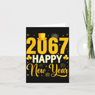 Cartão 2067 Feliz Ano Novo Retro Divertido 67 Seis Sete M