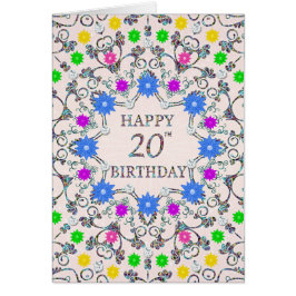 Cartão 20 Birthday Abstrato 