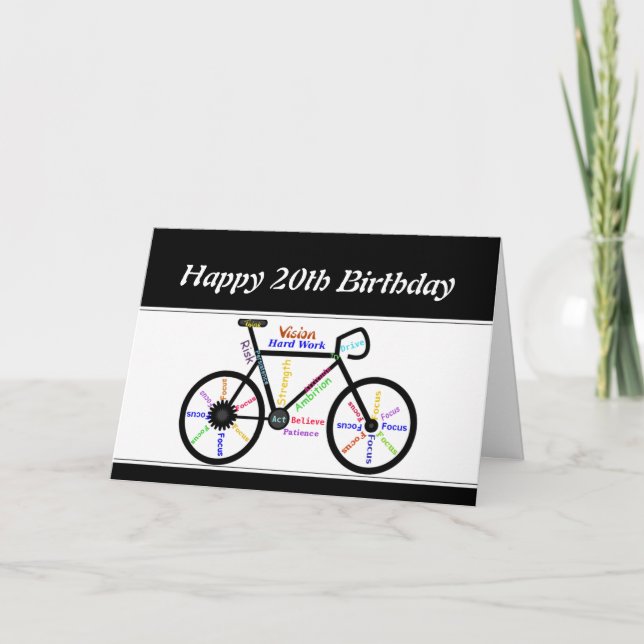 Cartão 20 Birthday - Ciclo de Bicicleta Motivacional (Frente)