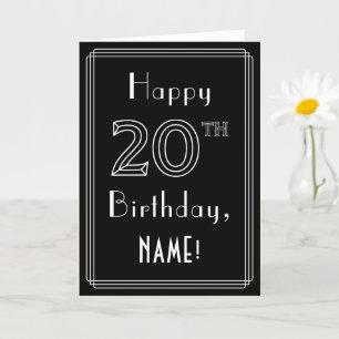 Cartão 20 Birthday: Estilo de Deco de Arte nº 20 e Nome P