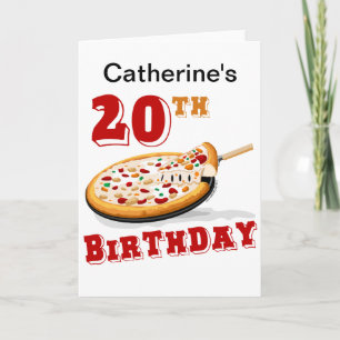 Cartão 20 Birthday Pizza Party