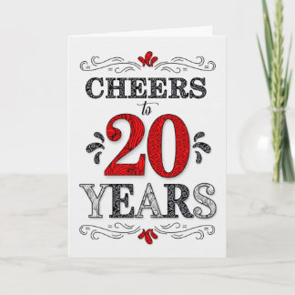 Cartão 20 Birthday Saúde no Padrão Negro Branco Vermelho