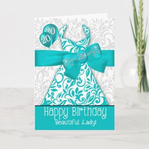 Cartão 20 Birthday Turquoise Fashionista