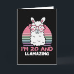 Cartão 20 Years Old Bday Llamazing 20th Birthday Llama<br><div class="desc">Retro Vintage Style Birthday Gift Design Perfect To Pair With Shorts,  Leggings Or Jeans For A Casual Yet Trendy Look. Humorous Funny Humor Birthday Gift Outfit For Family Member,  Loved One Or Yourself. Matches Loads Of Clothes. GET YOURS TODAY!</div>