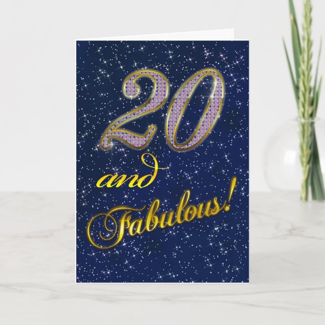 Cartão 20o aniversário para alguém fabuloso (Frente)