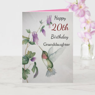 Cartão 20th Birthday Granddaughter Pretty Hummingbird