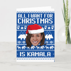 Cartão 20x28 Tudo o que eu quero no Natal é Kamala -white