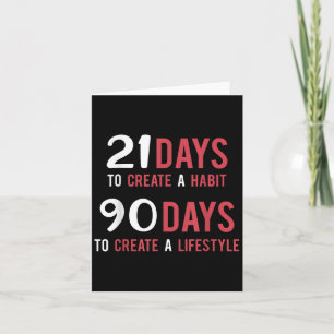 Cartão 21 dias de hábito, 90 dias de vida - Motivação T h
