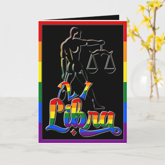 Cartão 🌈 21 e Fabulosa placa de aniversário de Libra Gay (Flor Amarela)