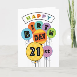 Cartão 21ruas Feliz Aniversário Bright Typografia Balões