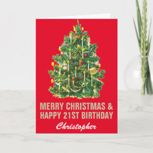 Cartão 21ruas Feliz Aniversário e Feliz Natal Vermelho e