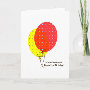 Cartão 21st Birthday Grandniece Cards, Colorful Ballooon